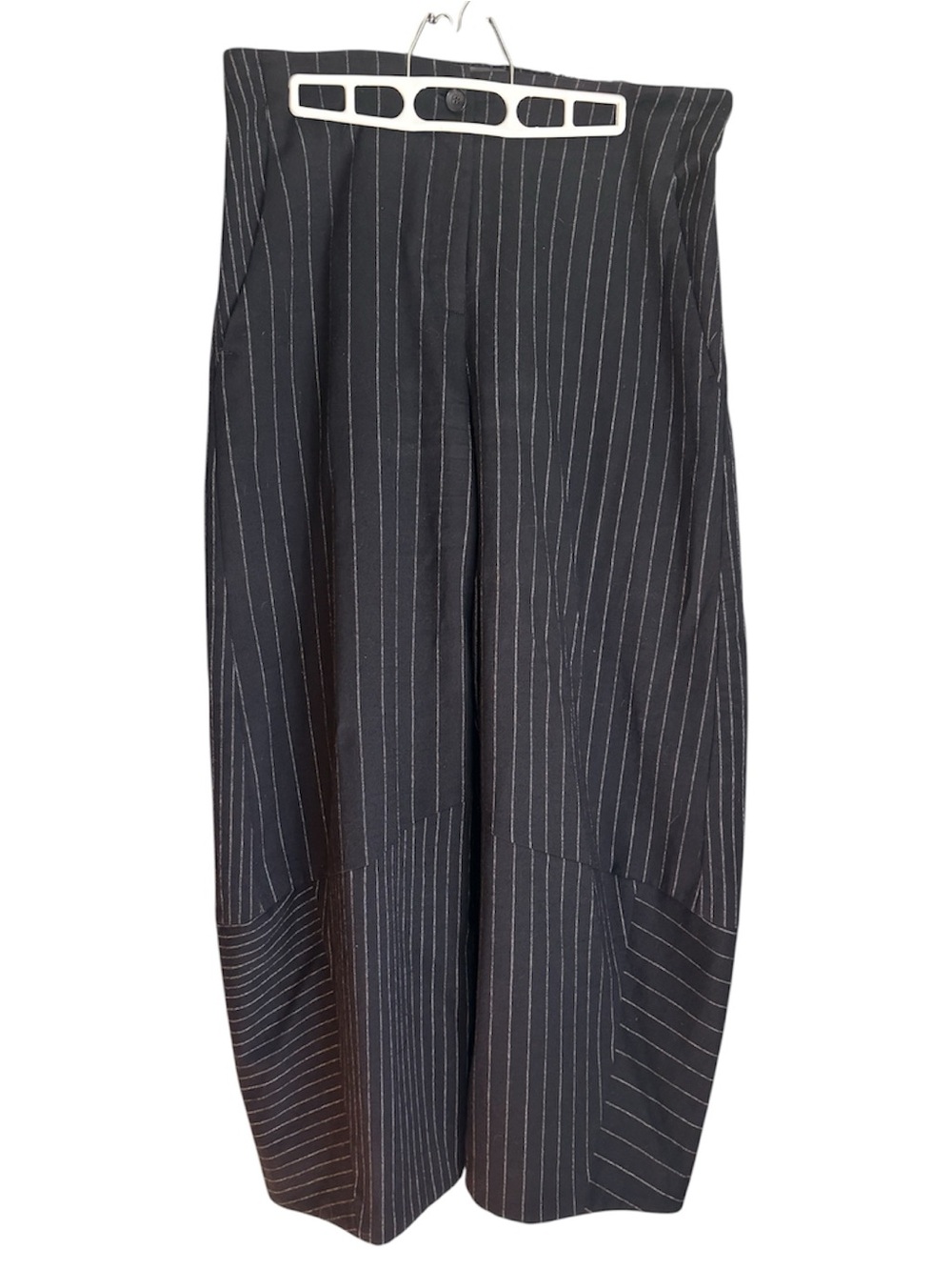 OSKA Pinstripe Black Women`s Barrel Leg Wool Pants Size 3 L